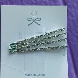 Silver Rhinestone Hair Clips